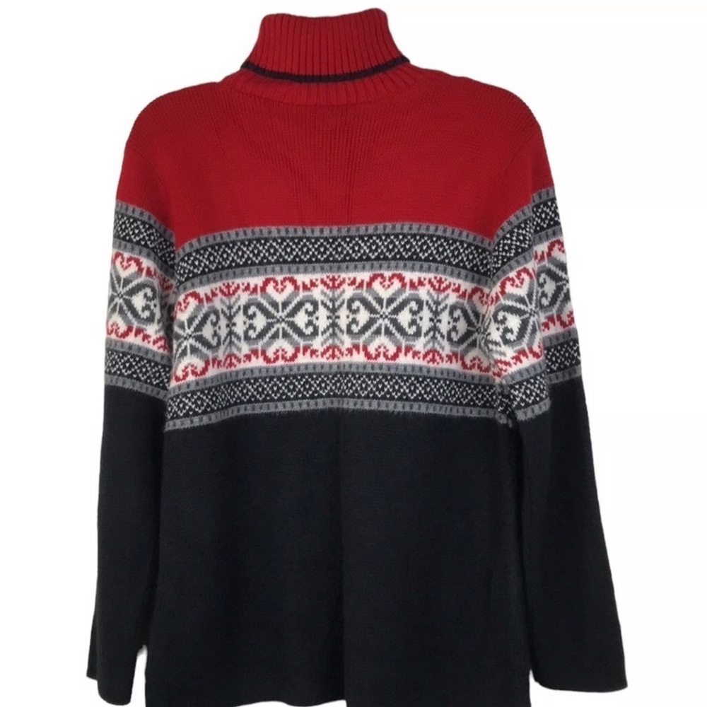Motherhood Women’s Red and Black Turtleneck Sweater Size Medium. - Picture 3 of 7